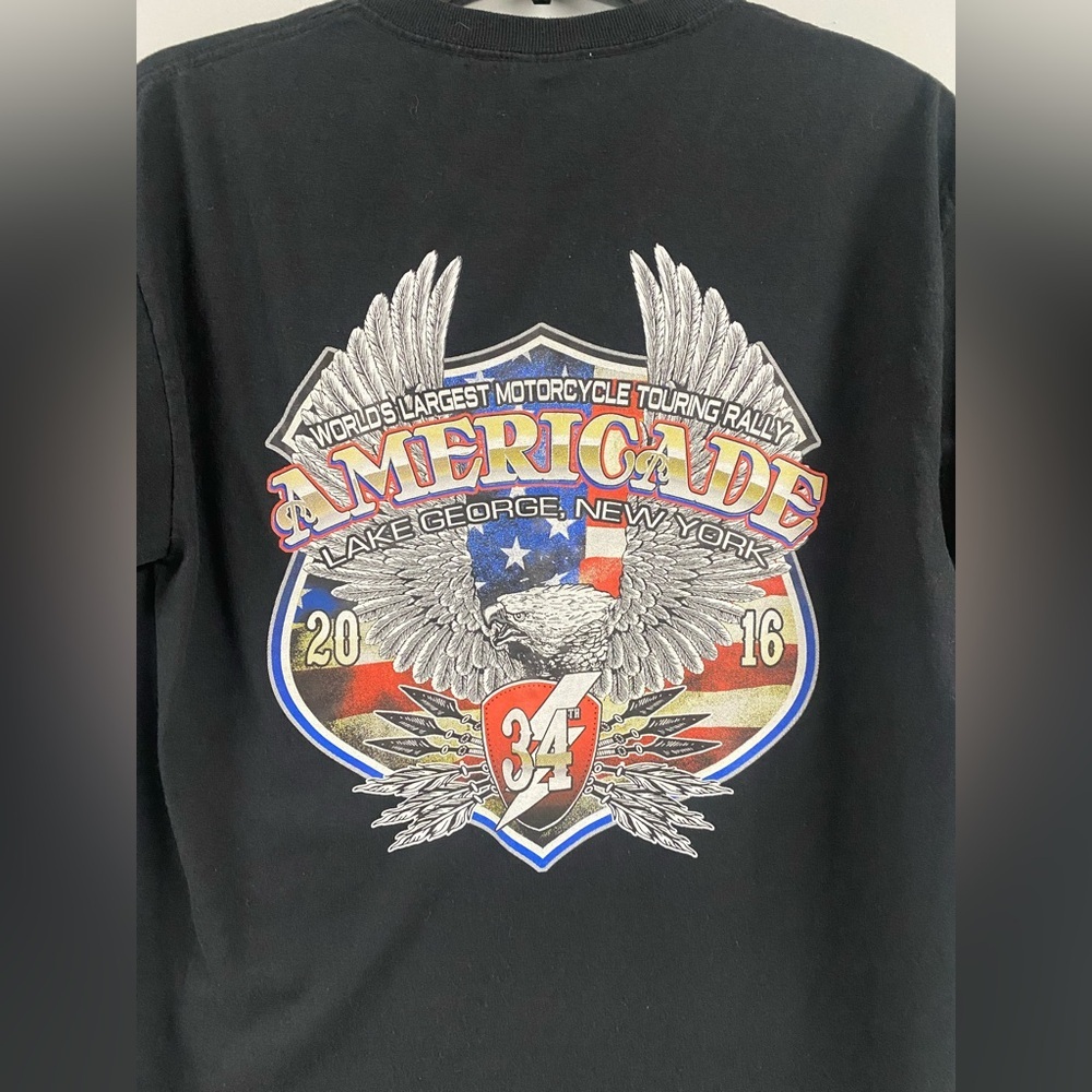 Americade 2016 T-Shirt Mens Medium Graphic Print Motorcycle Biker Rally Souvenir - Picture 5 of 5